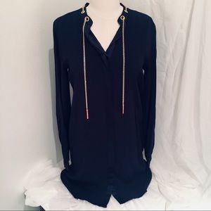 Michael Kors Dress Silk Shift Dress in Navy